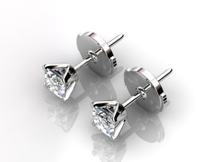 Princess Cut Diamond Earrings EPCW006 top view